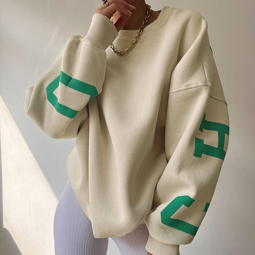 Sweat À Capuche Oversize À Col Rond Pour Femme | Manches Longues