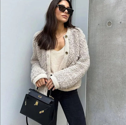 Cardigan Court À Boutons Dorés Pour Femme | Hiver