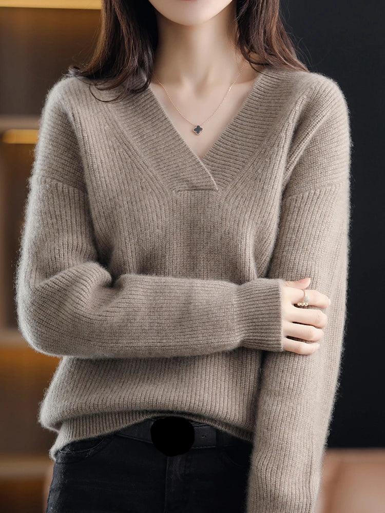 Pull En Cachemire D’Hiver Pour Femme | Col En V