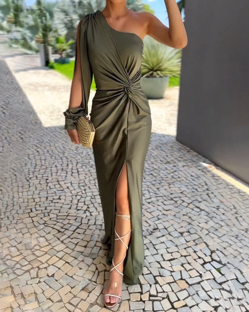 Robe Longue Asymétrique Pour Femme | Fente Latérale