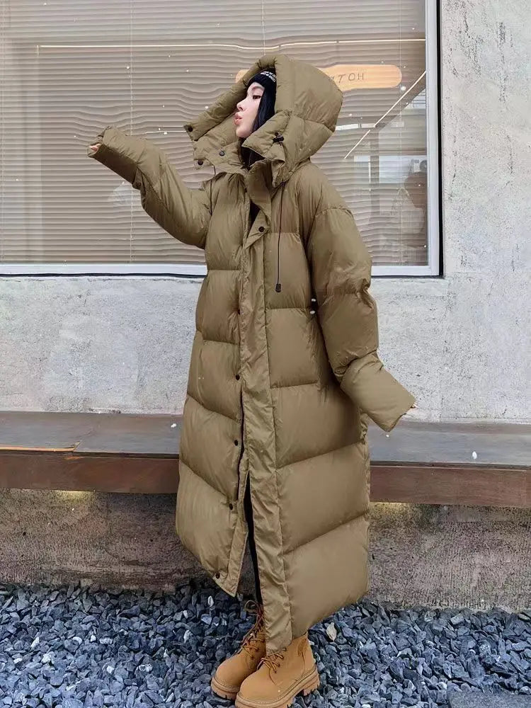 Doudoune Longue Décontractée À Capuche Pour Femme | Hiver