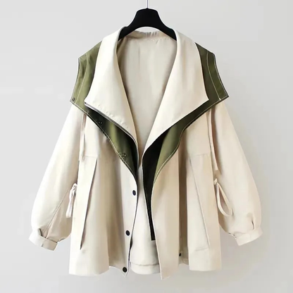 Trench-coat Court Et Élégant Pour Femme | Col Drapé