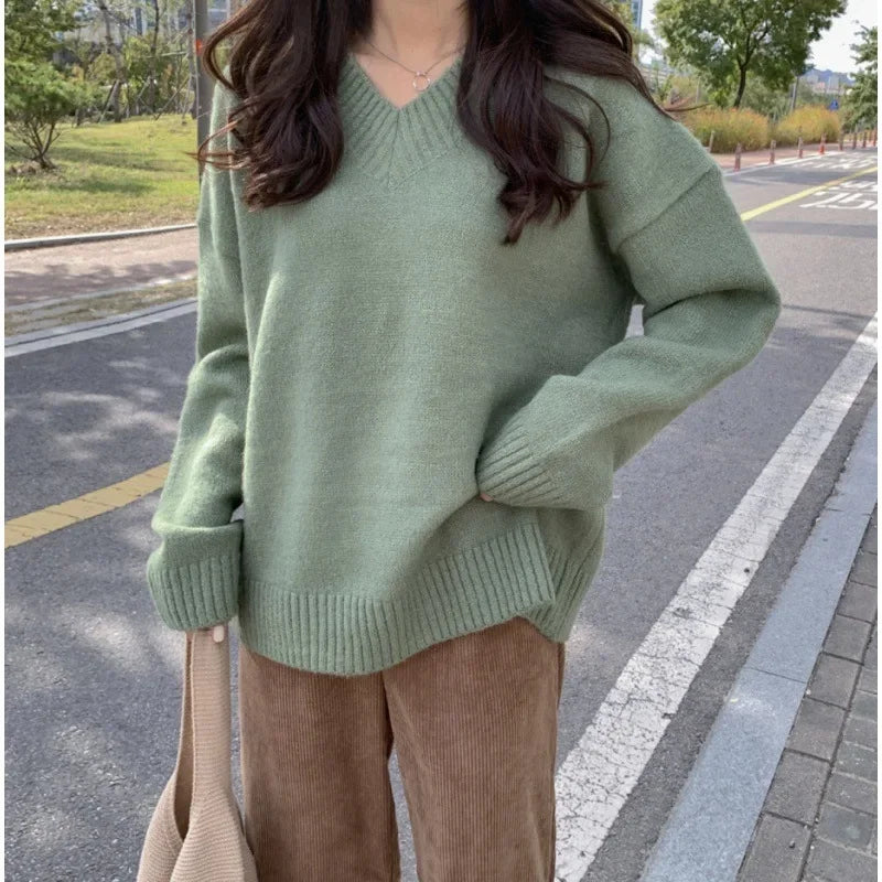 Pull Col V En Cachemire Pour Femme Pour L'hiver | Manches Longues
