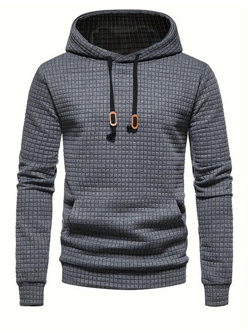 Sweat À Capuche Décontracté En Tricot Gaufré Pour Homme | Automne