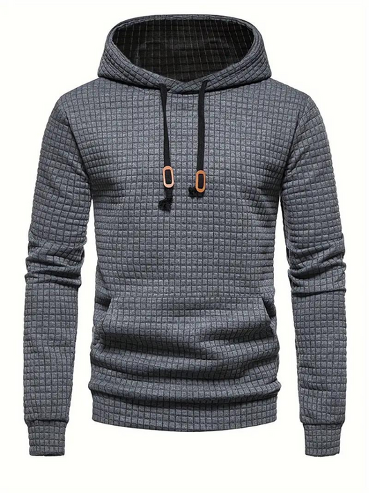 Sweat À Capuche Décontracté En Tricot Gaufré Pour Homme | Automne