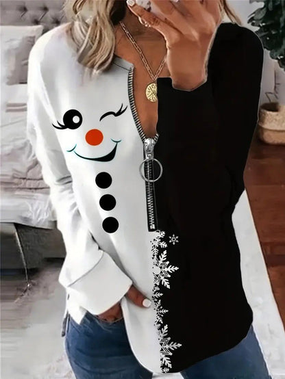 Sweat-Shirt Zippé Bonhomme de Neige – Confort et Style Festif 1