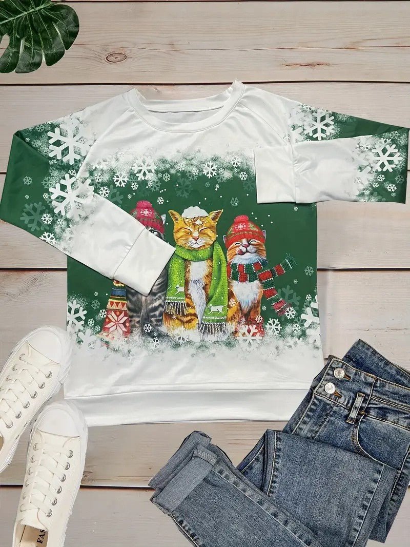 Sweat Shirt Femme – Confort Doux avec Chats Festifs 6