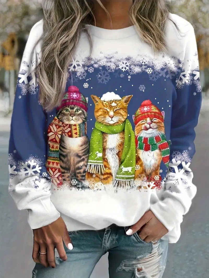 Sweat Shirt Femme – Confort Doux avec Chats Festifs 7