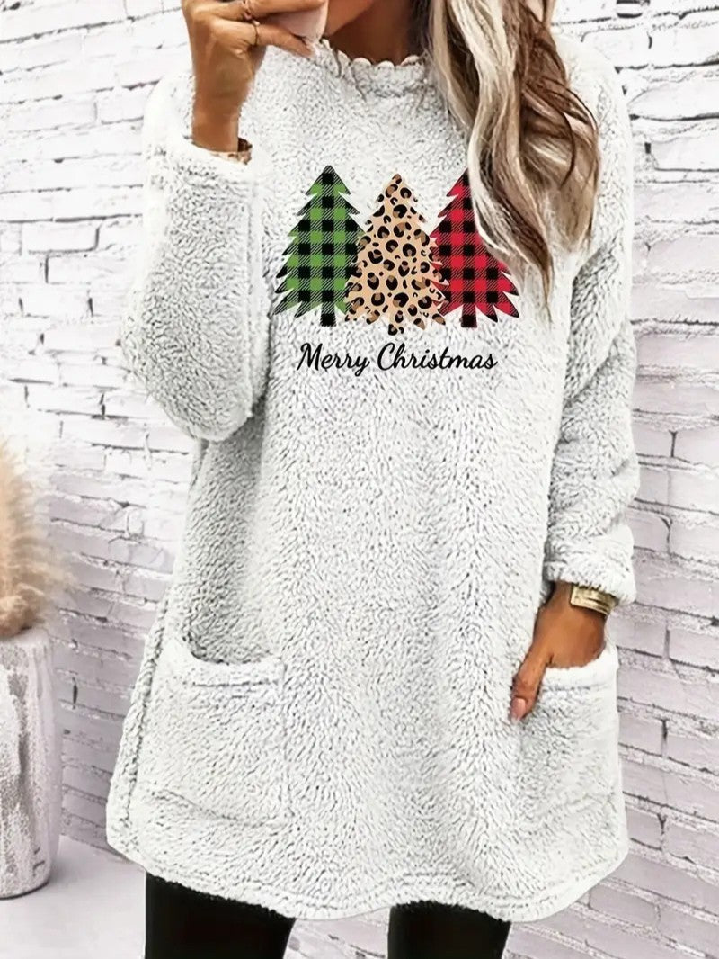 Sweatshirt Femme Capuche Duveteux – Confort Festif et Élégant 0