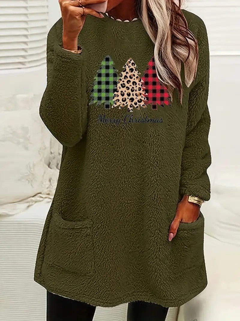 Sweatshirt Femme Capuche Duveteux – Confort Festif et Élégant 4