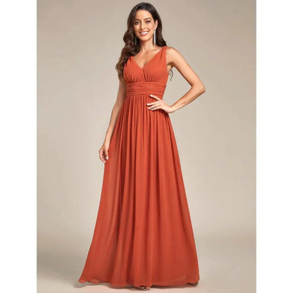 Robe De Soirée Maxi Sans Manches Pour Femme | Col En V