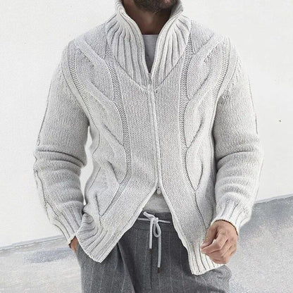 Cardigan D'hiver Zippé À Col Roulé Pour Homme | Manches Longues