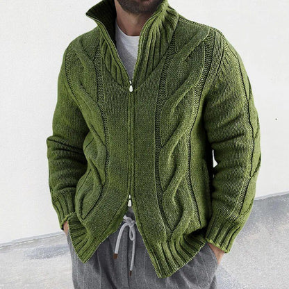 Cardigan D'hiver Zippé À Col Roulé Pour Homme | Manches Longues