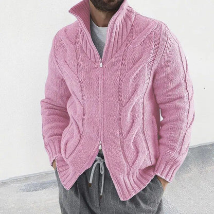 Cardigan D'hiver Zippé À Col Roulé Pour Homme | Manches Longues