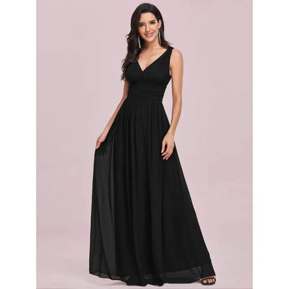 Robe De Soirée Maxi Sans Manches Pour Femme | Col En V