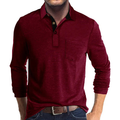Polo À Manches Longues Pour Homme | Poche Poitrine