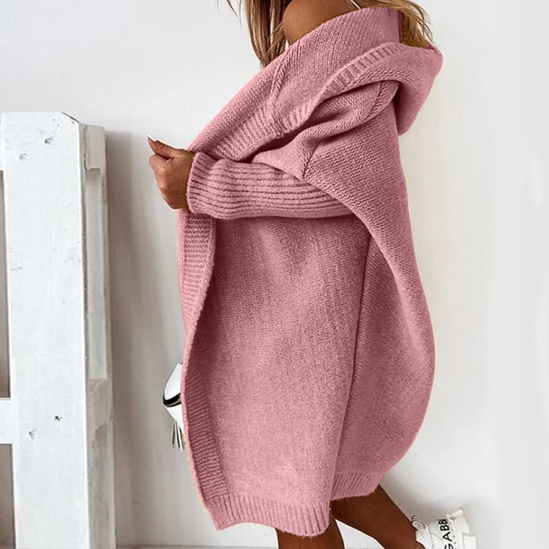 Cardigan Long Tendance À Capuche Pour Femme | Hiver