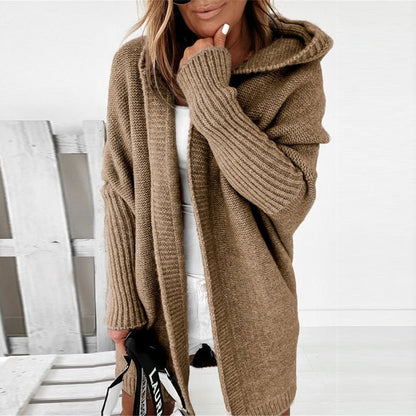 Cardigan Long Tendance À Capuche Pour Femme | Hiver