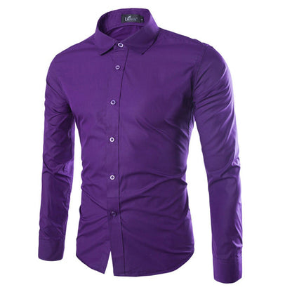 Chemise Noire Unie Slim-Fit Pour Homme | Formelle