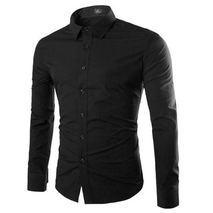 Chemise Noire Unie Slim-Fit Pour Homme | Formelle