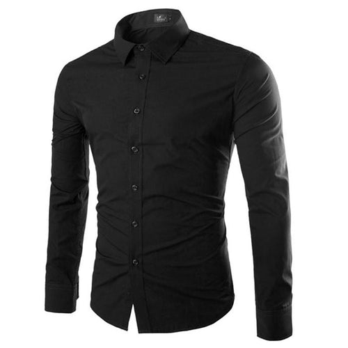 Chemise Noire Unie Slim-Fit Pour Homme | Formelle