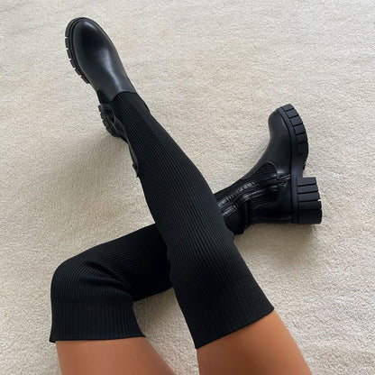 Bottes Hautes En Cuir Tendance Pour Femme | Hiver