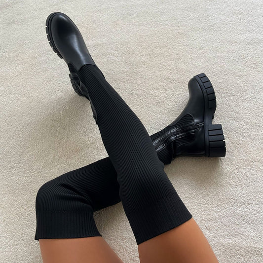 Bottes Hautes En Cuir Tendance Pour Femme | Hiver