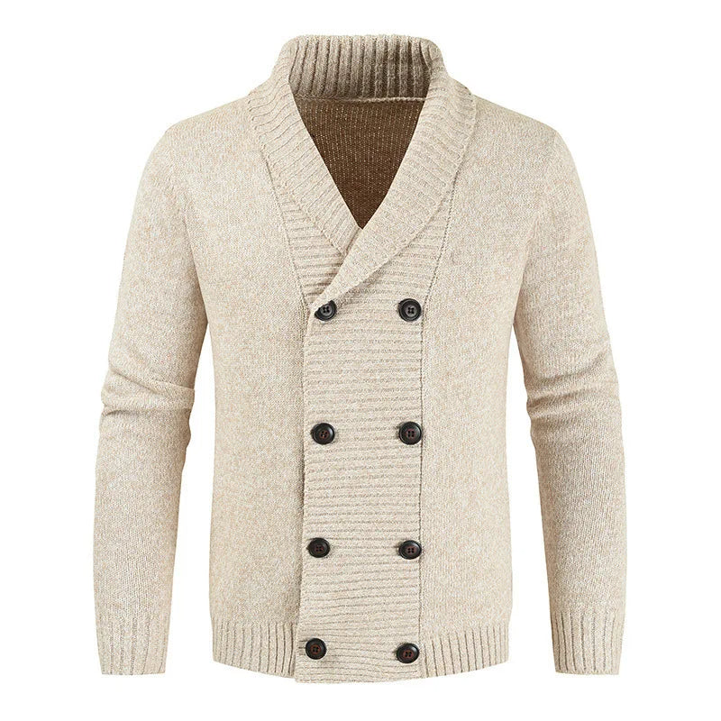 Cardigan Croisé D'hiver En Maille Pour Homme | Manches Longues