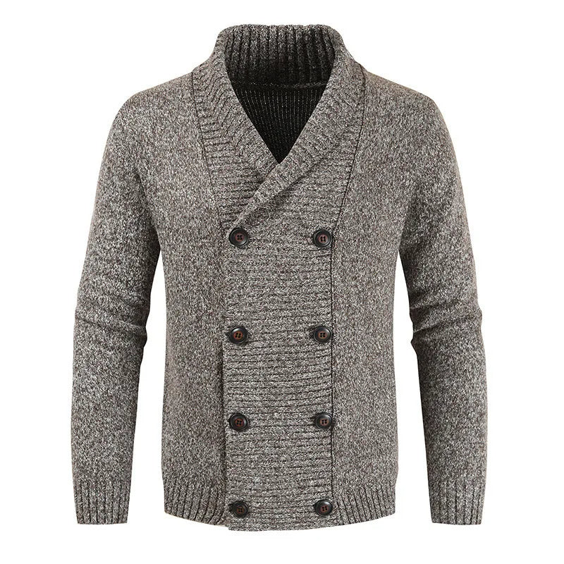 Cardigan Croisé D'hiver En Maille Pour Homme | Manches Longues