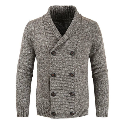 Cardigan Croisé D'hiver En Maille Pour Homme | Manches Longues