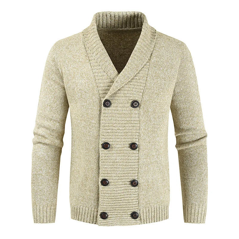 Cardigan Croisé D'hiver En Maille Pour Homme | Manches Longues