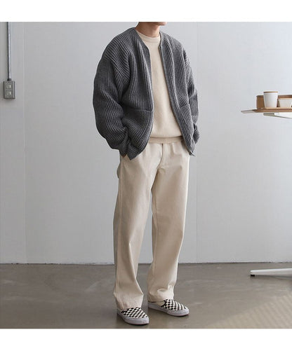 Cardigan En Maille Avec Fermeture Éclair Pour Homme | Manches Longues