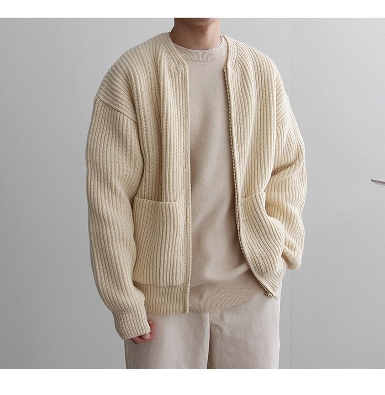 Cardigan En Maille Avec Fermeture Éclair Pour Homme | Manches Longues