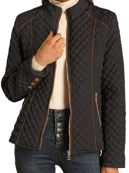 Veste Doudoune Matelassée Avec Fermeture Éclair Pour Femme | Hiver