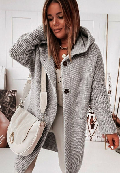 Cardigan Décontracté À Capuche Pour Femme | Manches Longues
