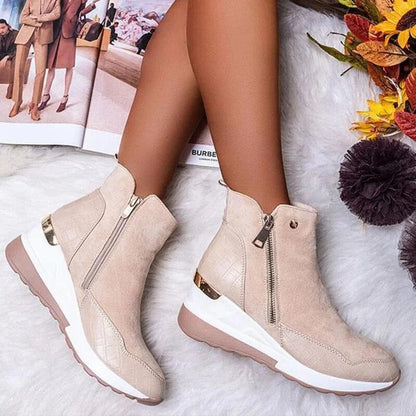 Bottes En Cuir Mi-Hauteur Pour Femme | Zippé