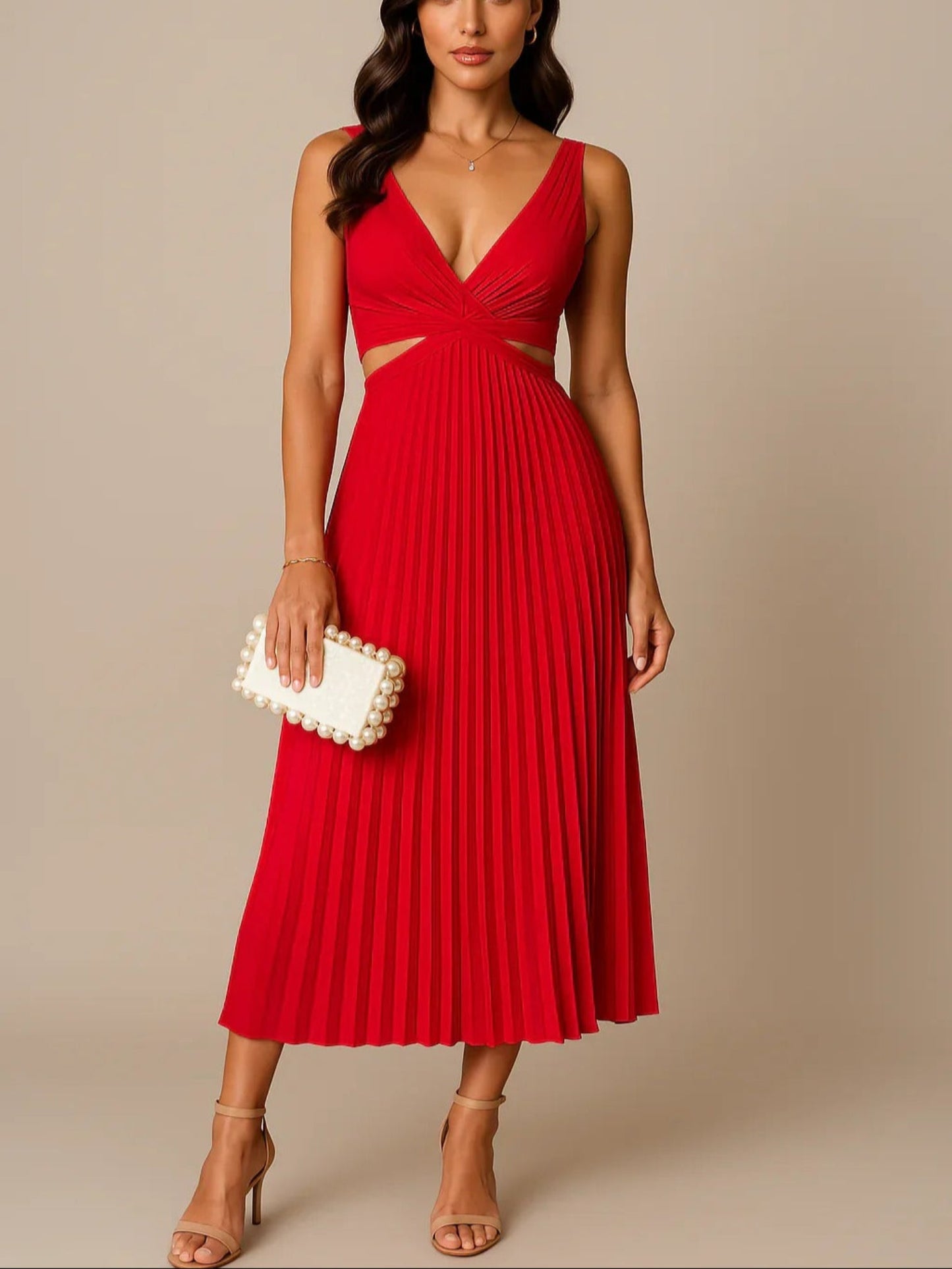 Noor | Robe Élégante Sans Manches À Col En V Pour Femme | Midi