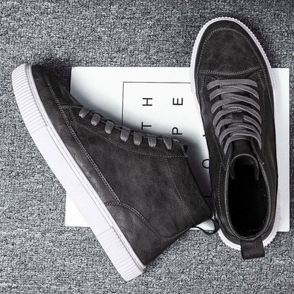 Baskets Montantes En Cuir Marron Pour Homme | Semelle Blanche