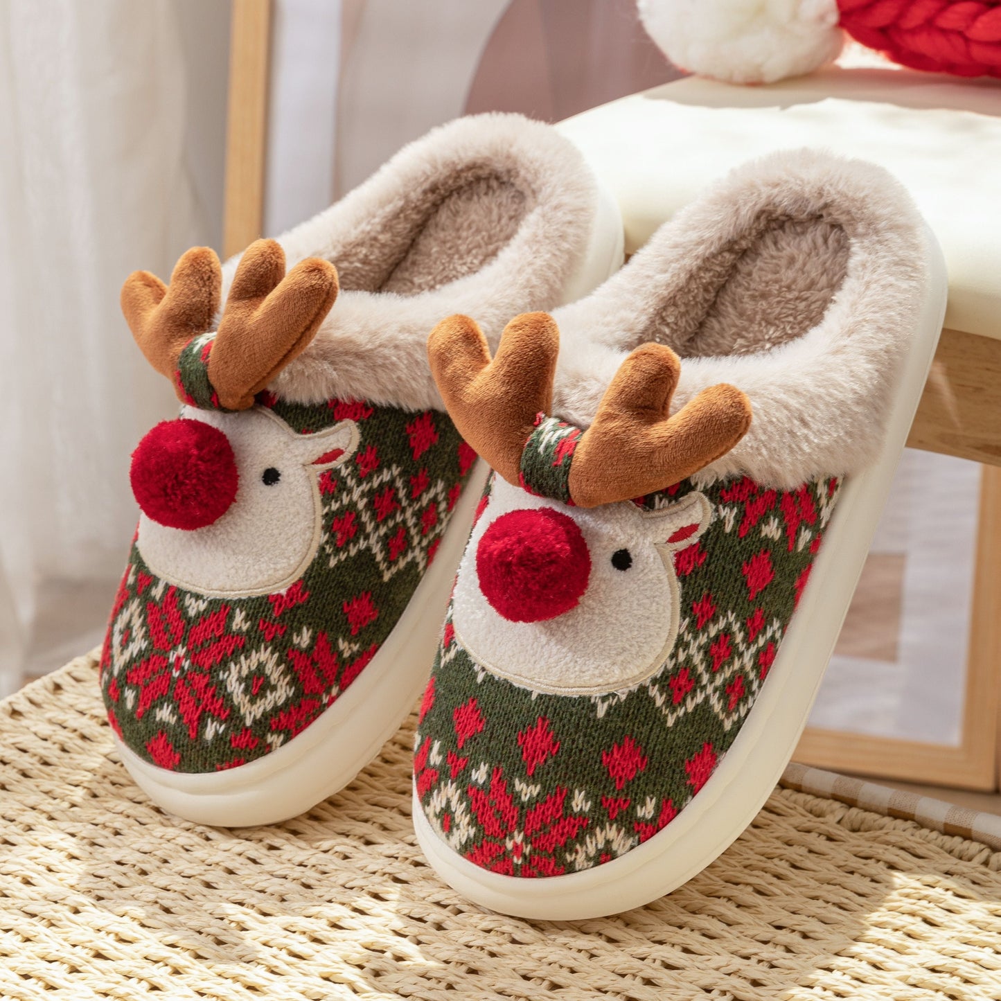 Chaussons De Noël En Peluche Pour Femme | Hiver
