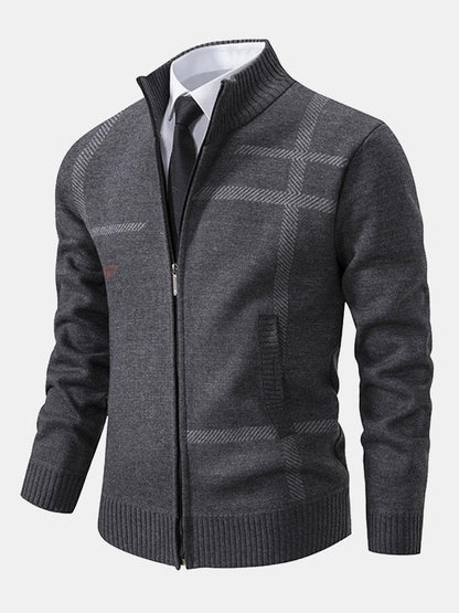 Pull Classique En Tricot À Carreaux Pour Homme | Fermeture Éclair