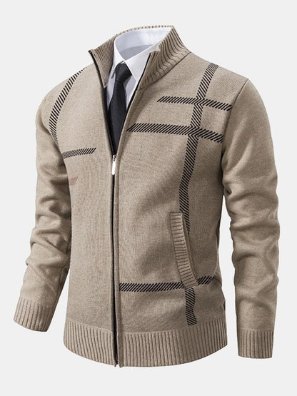 Pull Classique En Tricot À Carreaux Pour Homme | Fermeture Éclair