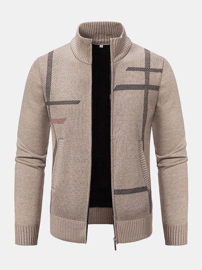 Pull Classique En Tricot À Carreaux Pour Homme | Fermeture Éclair