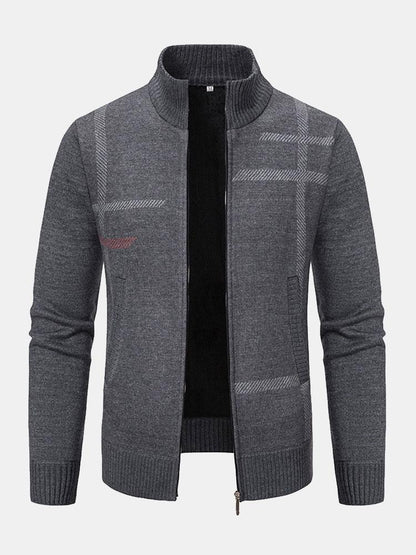 Pull Classique En Tricot À Carreaux Pour Homme | Fermeture Éclair