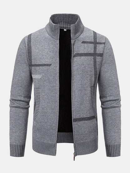Pull Classique En Tricot À Carreaux Pour Homme | Fermeture Éclair