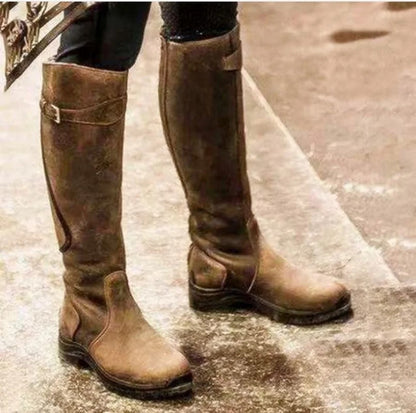 Bottes D'hiver En Cuir Style Cowboy Pour Femme | Boucle Décorative