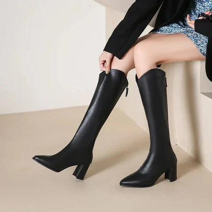 Bottes Hautes À Talon Carré Pour Femme | Hiver