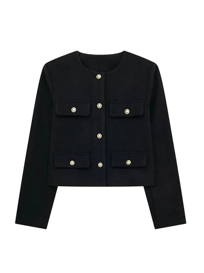 Blazer Moderne En Tweed Avec Détails Boutonnés Pour Femme | Hiver