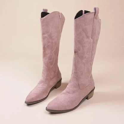 Bottes De Cowboy Montantes Tendance Pour Femme | Fermeture Éclair