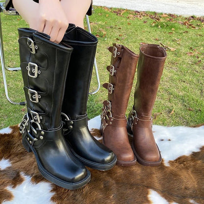 Bottes D'hiver À Boucles | Talons Carrés