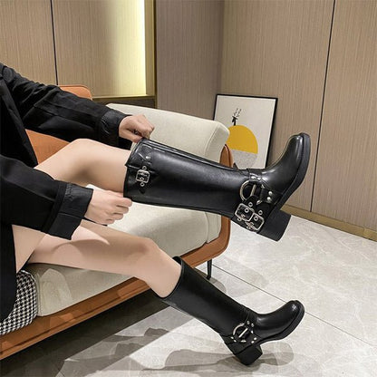 Bottes D'hiver À Boucles | Talons Carrés